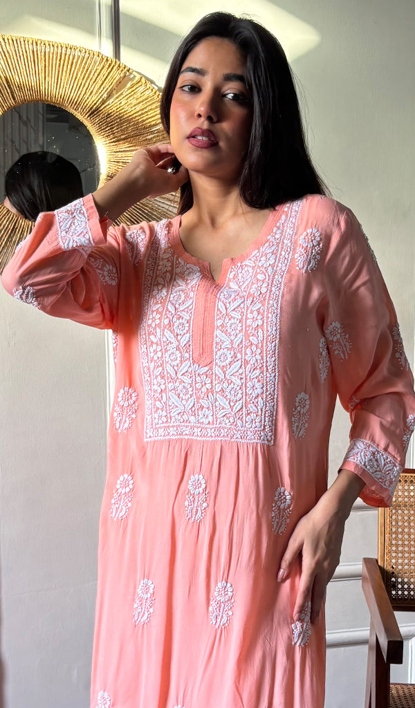 Rupam Women's Lucknowi Handcrafted Modal Cotton Chikankari Kurti - HONC0211900