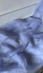 Load image into Gallery viewer, Women's Lakhnavi Handcrafted Pure Organza Chikankari Unstitched Kurta And Dupatta Set- HONC0342727