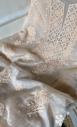 Load image into Gallery viewer, Women&#39;s Lakhnavi Handcrafted Organza Chikankari Unstitched Full Suit Material - HONC0271202
