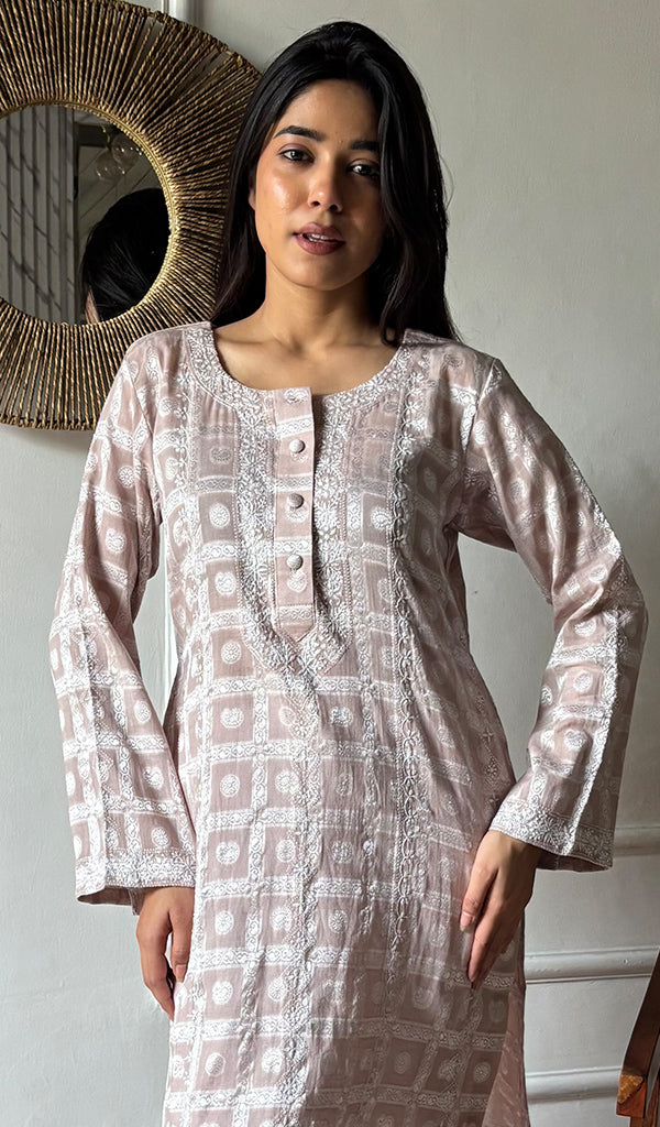 Prisha Women's Lakhnavi Handcrafted Cotton Chikankari Kurti - HONC0335252