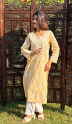 Load image into Gallery viewer, Women&#39;s Lucknowi Handcrafted Cotton Chikankari Kurti - HONC0234305
