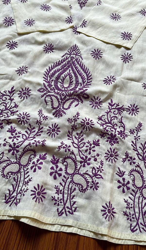 Women's Lakhnavi Handcrafted Cotton Chikankari Kurti - N1779