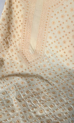 将图像加载到图库查看器中， Lucknowi Handcrafted Cotton Chikankari Unstitched Men's Kurta Fabric - HONC0289825