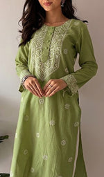 Prisha Women's Lakhnavi Handcrafted Cotton Chikankari Kurti - HONC066666