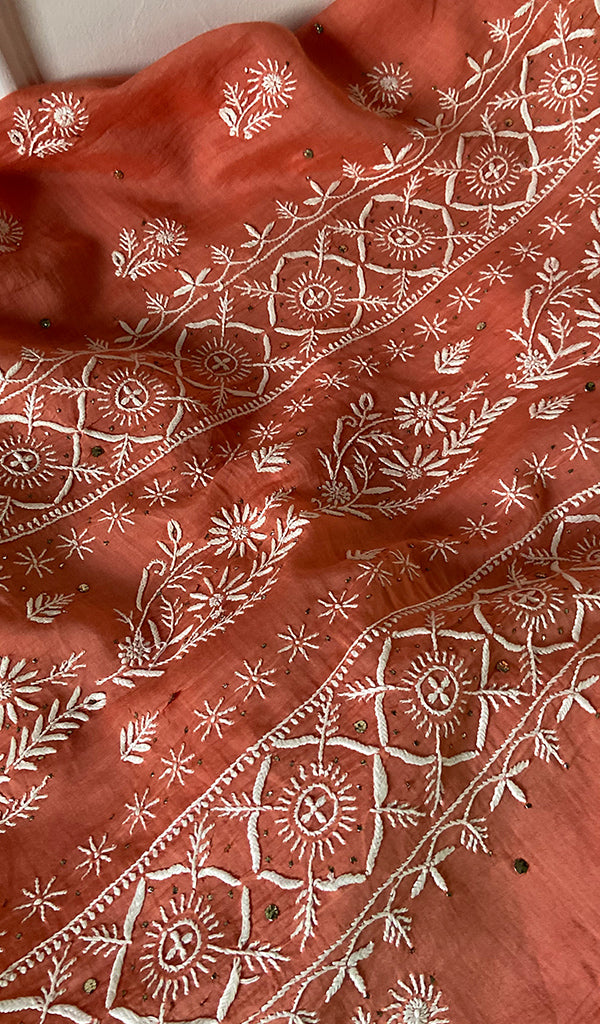 Women's Lakhnavi Handcrafted Mul Chanderi Kurta And Dupatta Set - HONC0199241