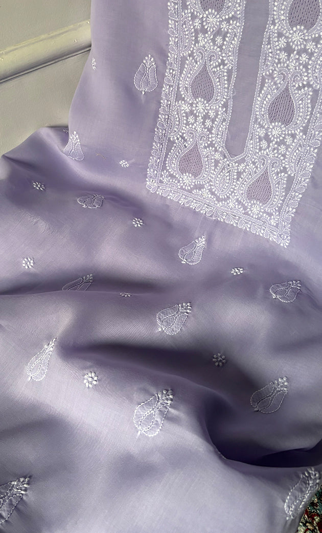 Women's Lakhnavi Handcrafted Unstitched Cotton Chikankari Suit Material - HONC0329380