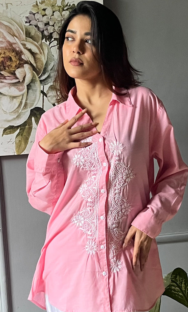 Women's Lakhnavi Handcrafted Cotton Chikankari Top - HONC0308384