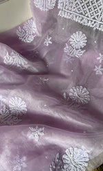 Load image into Gallery viewer, Women&#39;s Lakhnavi Handcrafted Organza Chikankari Unstitched Full Suit Material - HONC0284609
