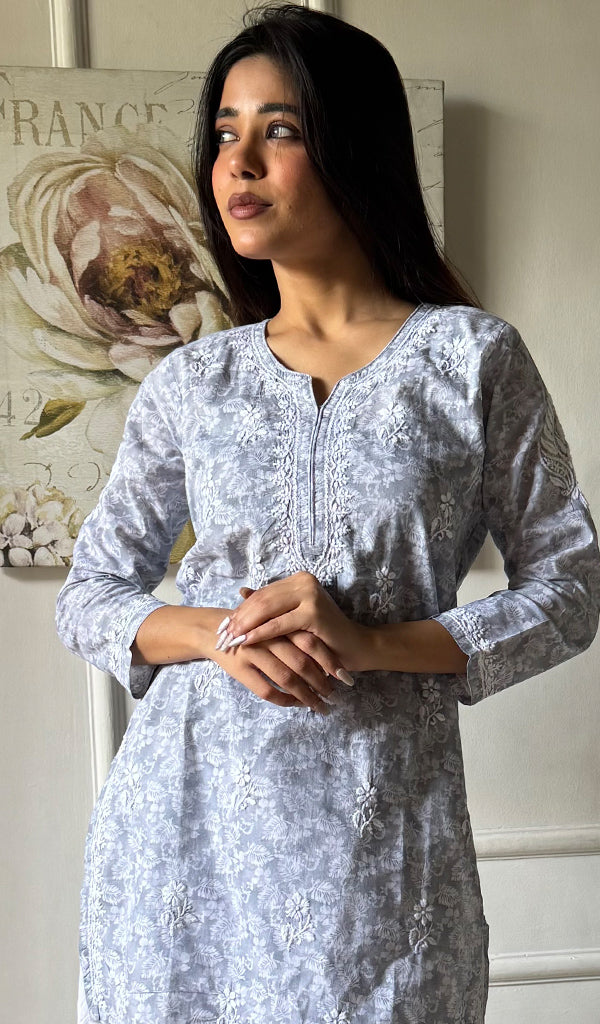 Women's Lakhnavi Handcrafted Cotton Chikankari Top - HONC0346974