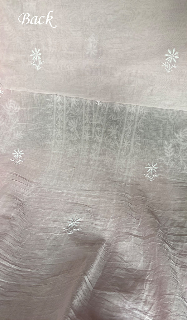Women's Lakhnavi Handcrafted Mul Chanderi Unstitched Chikankari Full Suit - HONC0367573