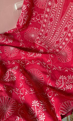 将图像加载到图库查看器中， Women&#39;s Lakhnavi Handcrafted Maheshwari Mul Chanderi Unstitched Kurta And Dupatta Set - HONC0275135
