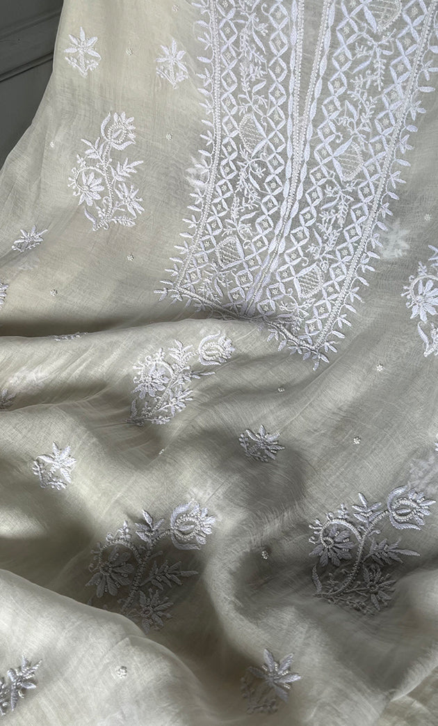 Women's Lakhnavi Handcrafted Mul Chanderi Kurta And Dupatta Set - HONC0305478