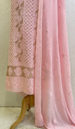 Load image into Gallery viewer, Women&#39;s Lakhnavi Handcrafted Viscose Georgette Chikankari Full Suit Material - HONC0142347
