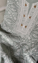 将图像加载到图库查看器中， Mehr Women&#39;s Lakhnavi Handcrafted Maheshwari Mul Chanderi Unstitched Kurta And Dupatta Set- HONC0286684
