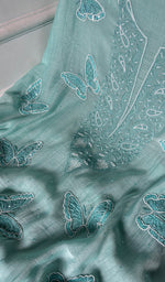 Load image into Gallery viewer, Titlee Women's Lakhnavi Handcrafted Mul Chanderi Unstitched Chikankari Full Suit Material - HONC0339577