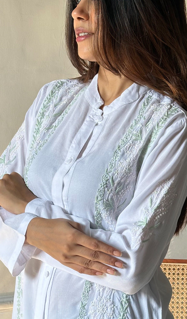 Women's Lakhnavi Handcrafted Cotton Chikankari Top - HONC0297833