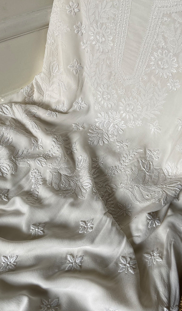 Women's Lakhnavi Handcrafted Modal Cotton Chikankari Suit Material - HONC0275948