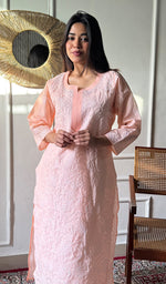 将图像加载到图库查看器中， Anisa Women's Lakhnavi Handcrafted Cotton Chikankari Kurti - HONC0356911
