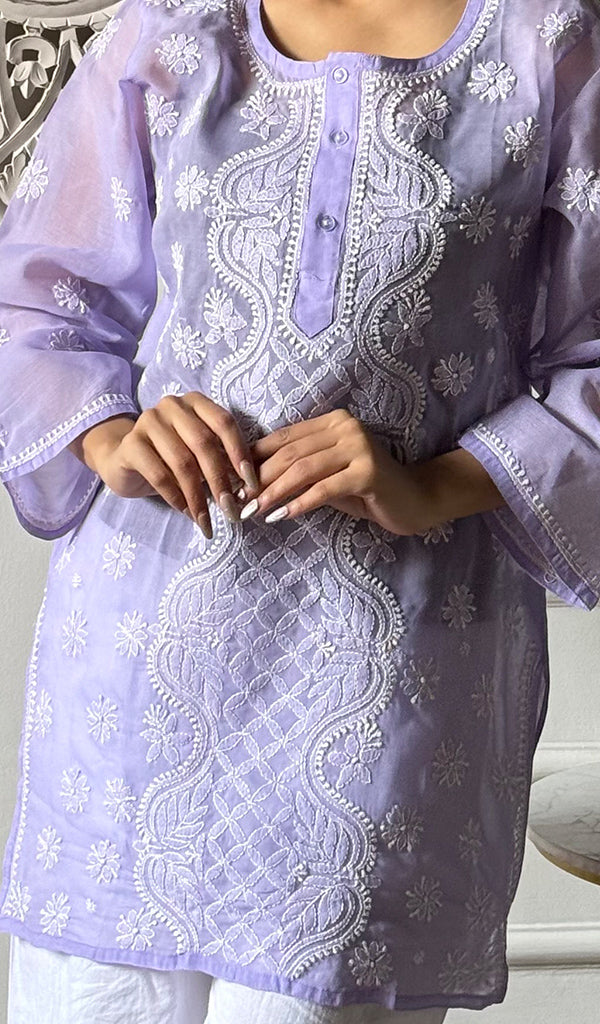 Women's Lakhnavi Handcrafted Cotton Chikankari Top - HONC0347236