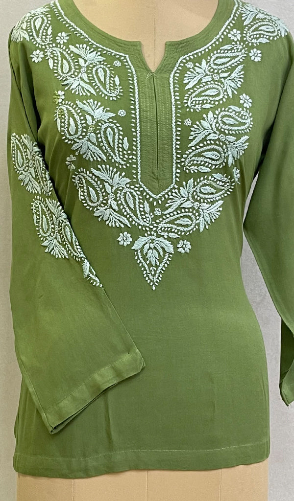Women's Lucknowi Handcrafted Modal Cotton Chikankari Top - HONC0148499