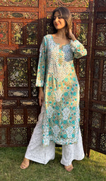 Load image into Gallery viewer, Women&#39;s Lucknowi Handcrafted Cotton Chikankari Kurti - HONC0120076
