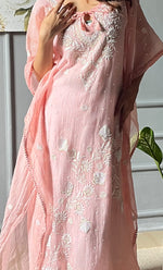 Load image into Gallery viewer, Rabia Women&#39;s Lucknowi Handcrafted Mul chanderi  Chikankari Kaftan - HONC0305457
