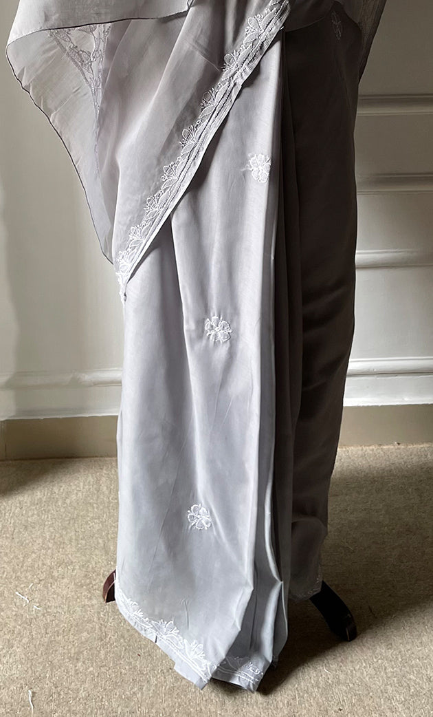 Women's Lakhnavi Handcrafted Cotton Chikankari Saree - HONC0320891