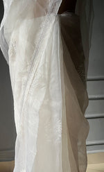 Load image into Gallery viewer, Women&#39;s Lucknowi Handcrafted Pure Organza Silk Chikankari Saree - HONC0295371
