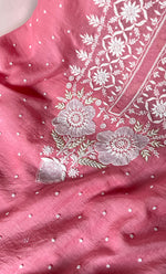 Load image into Gallery viewer, Jazba Women&#39;s Lakhnavi Handcrafted Mul Chanderi Unstitched Kurta And Dupatta Set- HONC0319683
