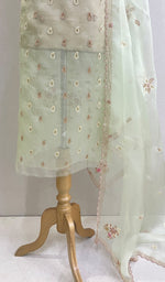Women's Lakhnavi Handcrafted Pure Organza Chikankari Unstitched Kurta And Dupatta Set- HONC0213073