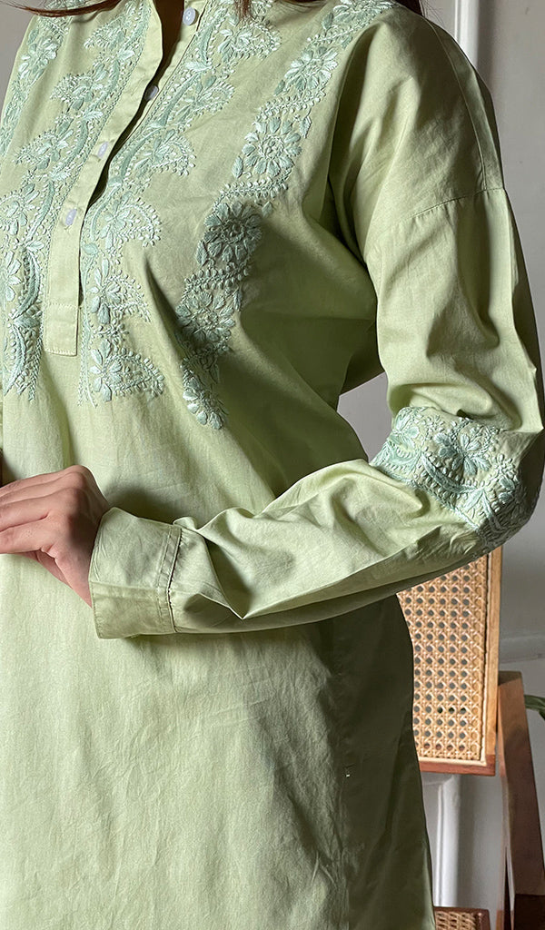Enayat Women's Lakhnavi Handcrafted Cotton Chikankari Oversized Kurta And Pant Set - HONC0297452