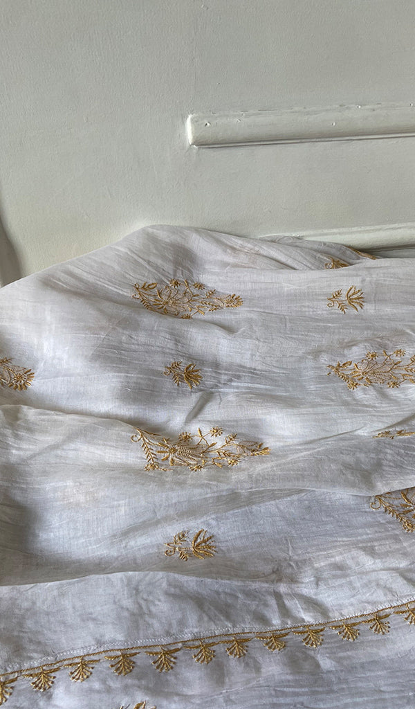 Women's Lakhnavi Handcrafted Mul Chanderi Semi - Stitched Kurta And Dupatta Set - HONC0294987