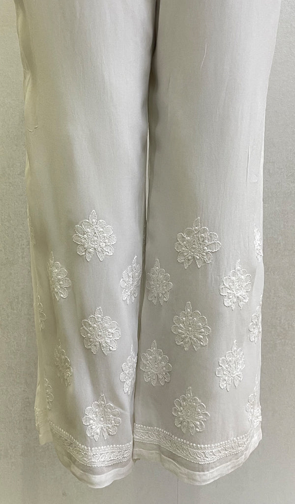 Women's Lucknowi Handcrafted Viscose Georgette Chikankari Palazzo - HONC092040