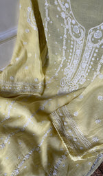 将图像加载到图库查看器中， Hana Women&#39;s Lakhnavi Handcrafted Mul Chanderi Semi - Stitched Kurta And Dupatta Set - HONC0290061
