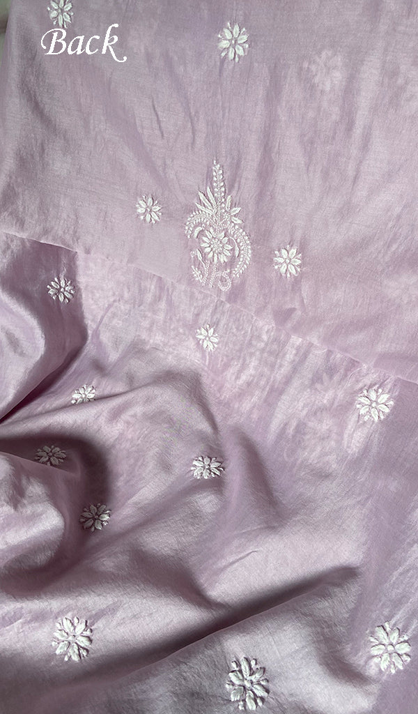 Women's Lakhnavi Handcrafted Chanderi Silk Unstitched Chikankari Full Suit - HONC0340146