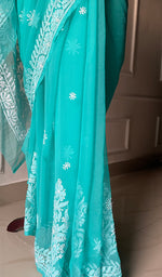 Load image into Gallery viewer, Women&#39;s Lucknowi Handcrafted Faux-Georgette Chikankari Saree - HONC0295212
