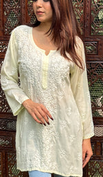 Women's Lakhnavi Handcrafted Modal Cotton Chikankari Top - HONC0247422