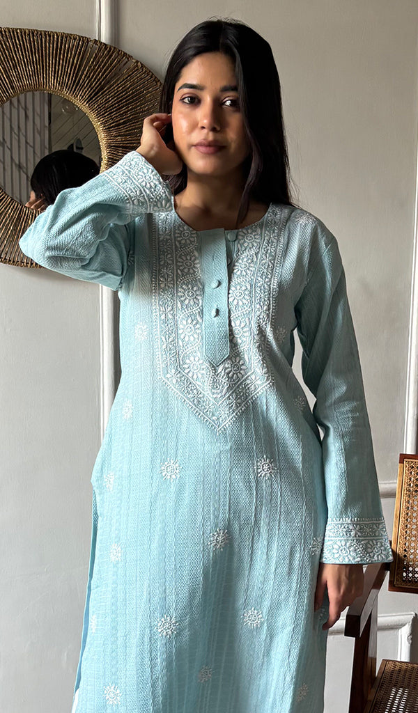 Prisha Women's Lakhnavi Handcrafted Cotton Chikankari Kurti - HONC03352330