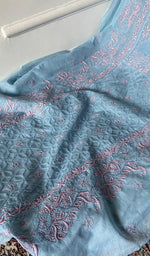 Load image into Gallery viewer, Women's Lucknowi Handcrafted Semi -Stitched Chanderi Silk Chikankari Full Suit Material - HONC0269962