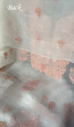 Load image into Gallery viewer, Mehnaj Women's Lakhnavi Handcrafted Pure Organza Chikankari Unstitched Kurta And Dupatta Set- HONC0340802
