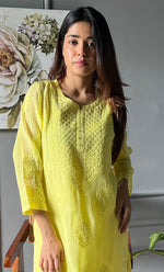 Load image into Gallery viewer, Umnaaz Women&#39;s Lakhnavi Handcrafted Organza Chikankari Kurti- HONC0115941
