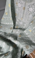 将图像加载到图库查看器中， Izna Women&#39;s Lakhnavi Handcrafted Mul Chanderi Semi - Stitched Anarkali And Dupatta Set - HONC0302878
