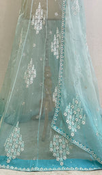 将图像加载到图库查看器中， Women&#39;s Lakhnavi Handcrafted Bridal Pure Organza Chikankari Lehenga Set -HONC0152404
