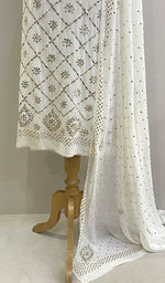 将图像加载到图库查看器中， Women&#39;s Lakhnavi Handcrafted Pure Silk Georgette Chikankari Kurta And Dupatta Set - HONC0222238
