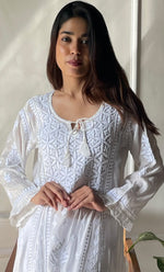 Load image into Gallery viewer, Women&#39;s Lucknowi Handcrafted Muslin Chikankari Kurti - HONC0292647
