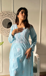Load image into Gallery viewer, Women's Lucknowi Handcrafted Cotton Chikankari Kurti - HONC0330772