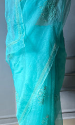 Load image into Gallery viewer, Amna Women&#39;s Lucknowi Handcrafted Pure Organza Silk Chikankari Saree - HONC0TI10500
