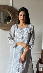 Load image into Gallery viewer, Women's Lakhnavi Handcrafted Kota Cotton Chikankari Kurti - HONC0360446