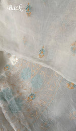 Load image into Gallery viewer, Women's Lakhnavi Handcrafted Pure Organza Chikankari Unstitched Kurta And Dupatta Set- HONC03361470