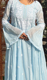 Load image into Gallery viewer, Fariah Women&#39;s Lucknowi Handcrafted Mul Chanderi Chikankari Kurti - HONC0272413
